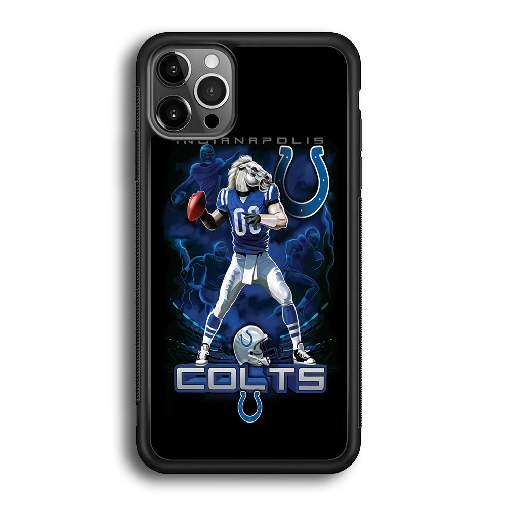 NFL Indianapolis Colts 001 iPhone 12 Pro Max Case-Phone Case-Rubber Black (2D Case)-Altracase