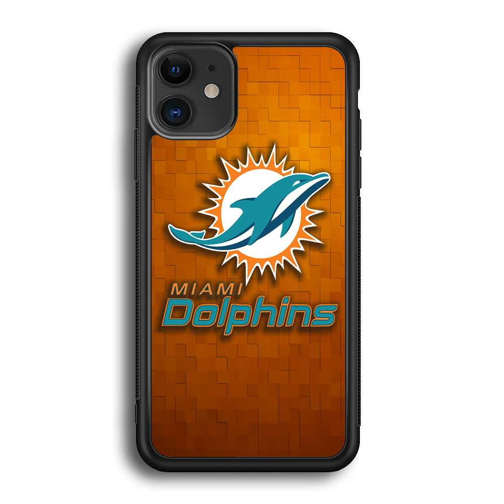 NFL Miami Dolphins 001 iPhone 12 Case-Phone Case-Rubber Black (2D Case)-Altracase