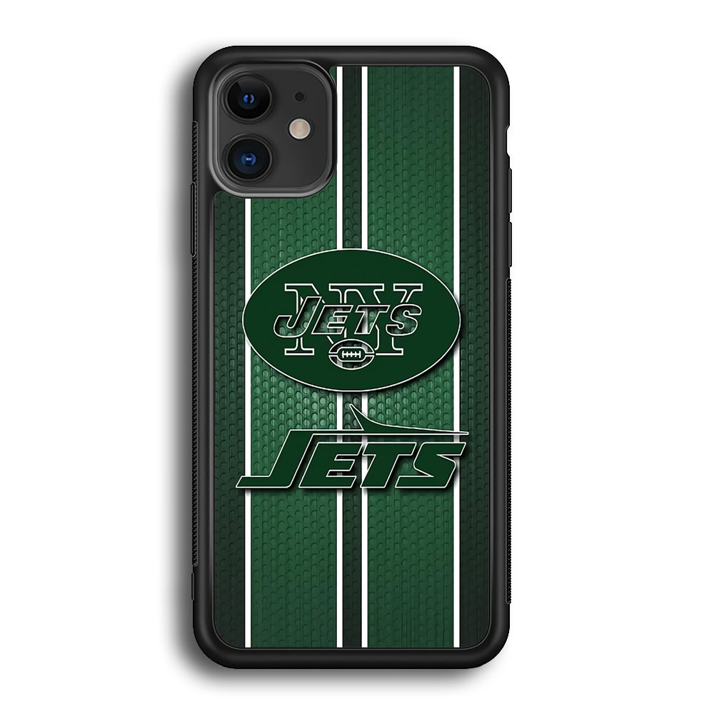 NFL New York Jets 001 iPhone 12 Case-Phone Case-Rubber Black (2D Case)-Altracase