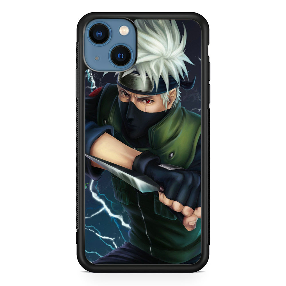 Naruto - Kakashi Hatake iPhone 13 Mini Case-Phone Case-Rubber Black (2D Case)-Altracase