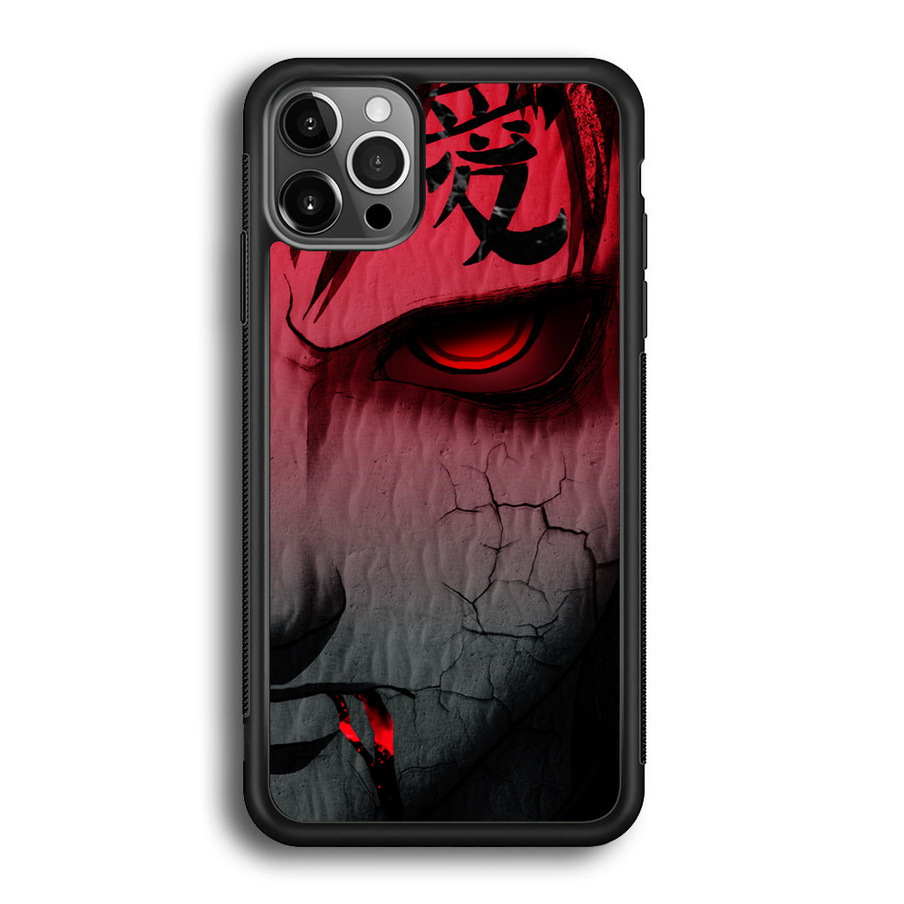 Naruto Gaara Face iPhone 12 Pro Max Case-Phone Case-Rubber Black (2D Case)-Altracase