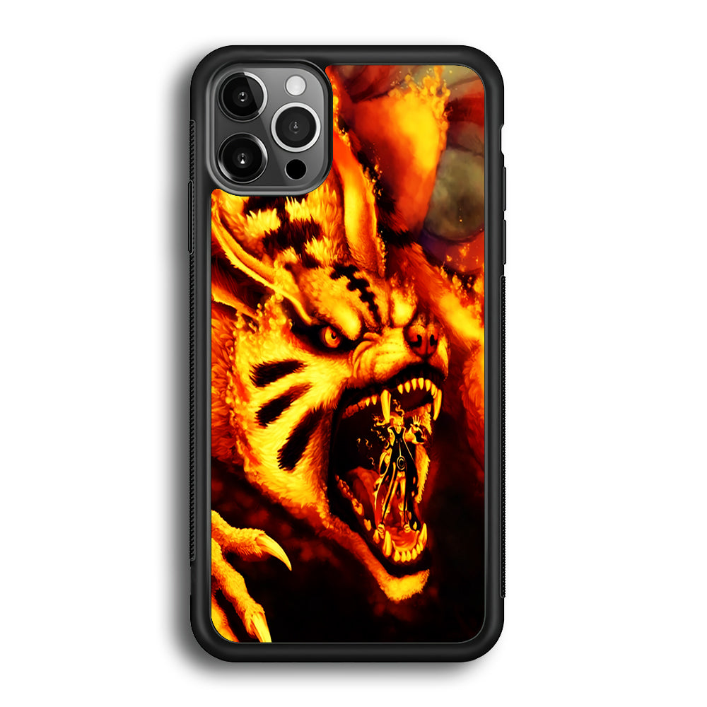 Naruto Nine Tailed Demon Fox iPhone 12 Pro Max Case-Phone Case-Rubber Black (2D Case)-Altracase
