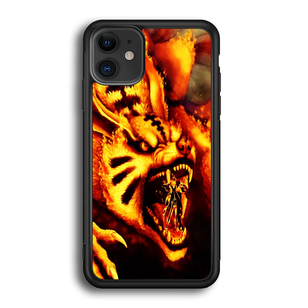 Naruto Nine Tailed Demon Fox iPhone 12 Case-Phone Case-Rubber Black (2D Case)-Altracase