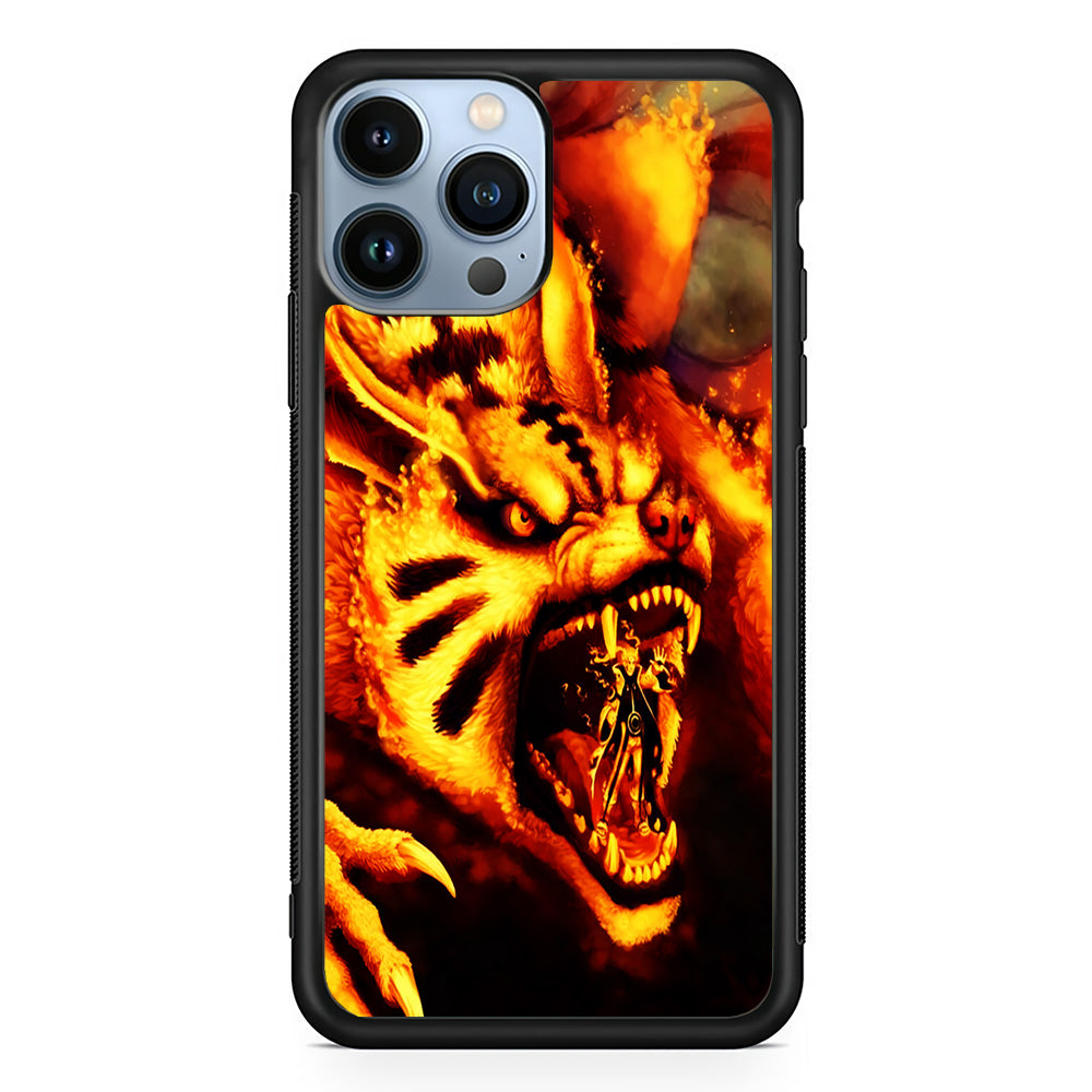 Naruto Nine Tailed Demon Fox iPhone 15 Pro Case-Phone Case-Rubber Black (2D Case)-Altracase