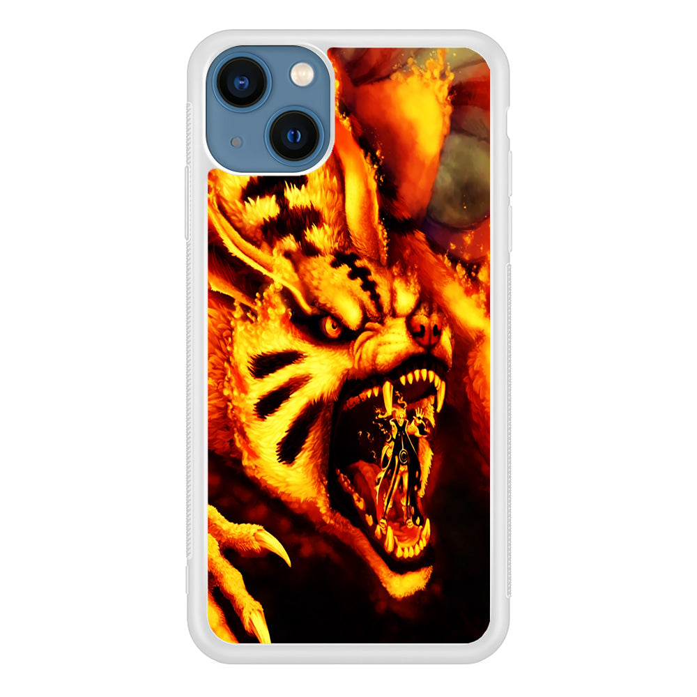 Naruto Nine Tailed Demon Fox iPhone 13 Mini Case-Phone Case-Rubber White (2D Case)-Altracase