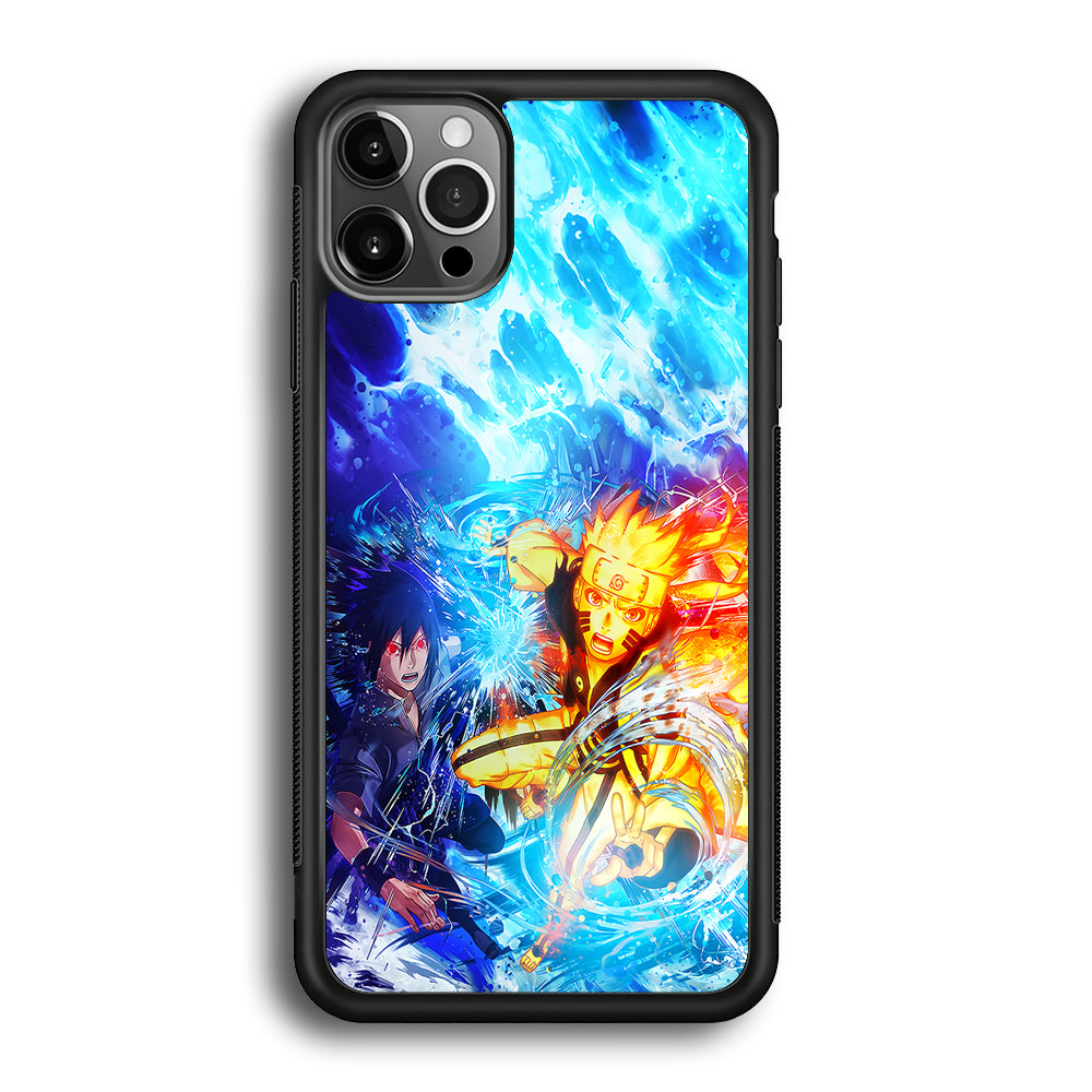 Naruto Sasuke Together iPhone 12 Pro Max Case-Phone Case-Rubber Black (2D Case)-Altracase