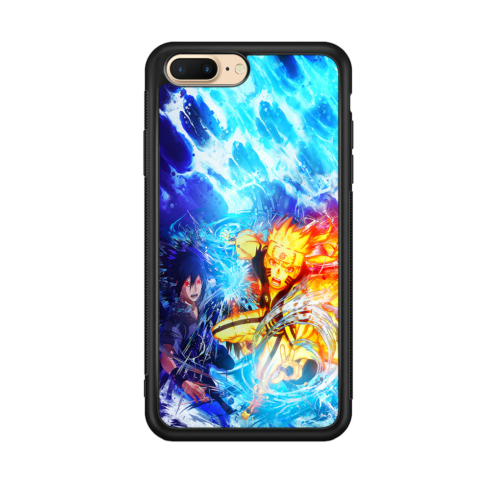 Naruto Sasuke Together iPhone 8 Plus Case-Phone Case-Rubber Black (2D Case)-Altracase