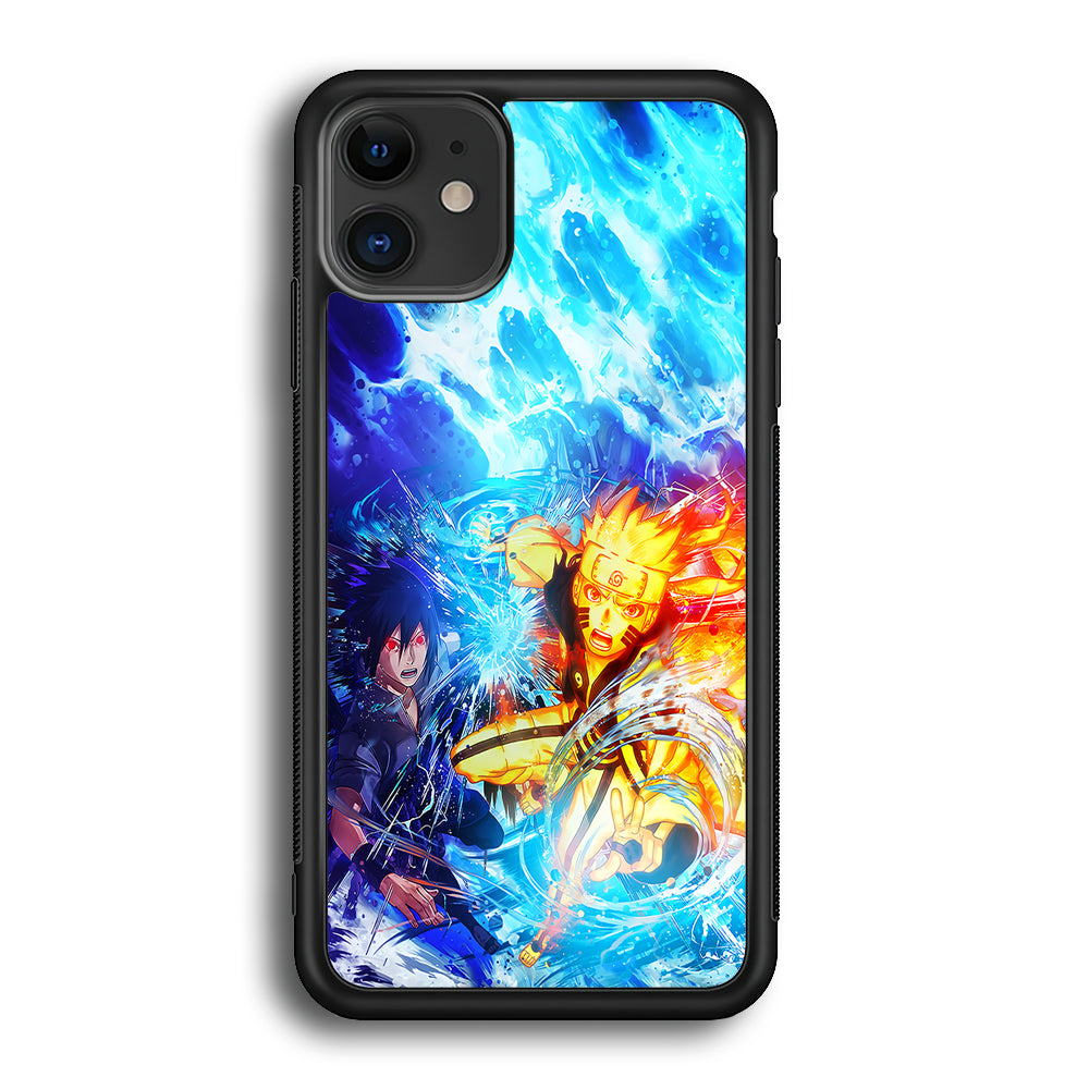 Naruto Sasuke Together iPhone 12 Case-Phone Case-Rubber Black (2D Case)-Altracase