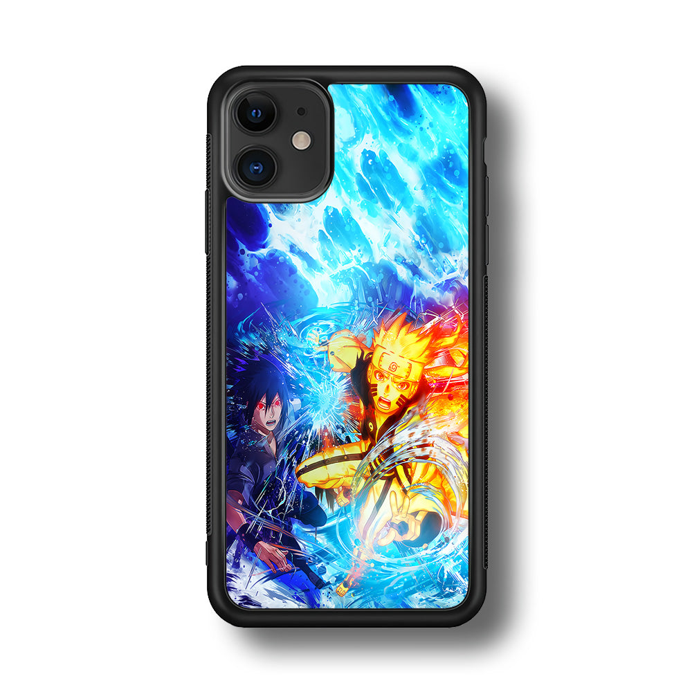 Naruto Sasuke Together iPhone 11 Case-Phone Case-Rubber Black (2D Case)-Altracase