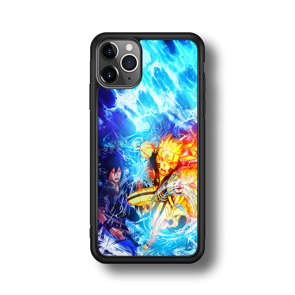 Naruto Sasuke Together iPhone 11 Pro Max Case-Phone Case-Rubber Black (2D Case)-Altracase