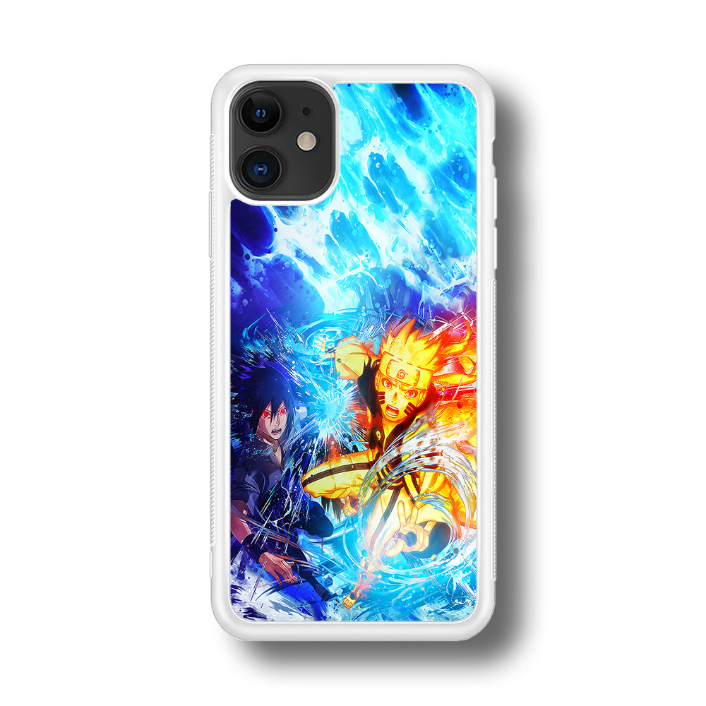 Naruto Sasuke Together iPhone 11 Case-Phone Case-Rubber White (2D Case)-Altracase