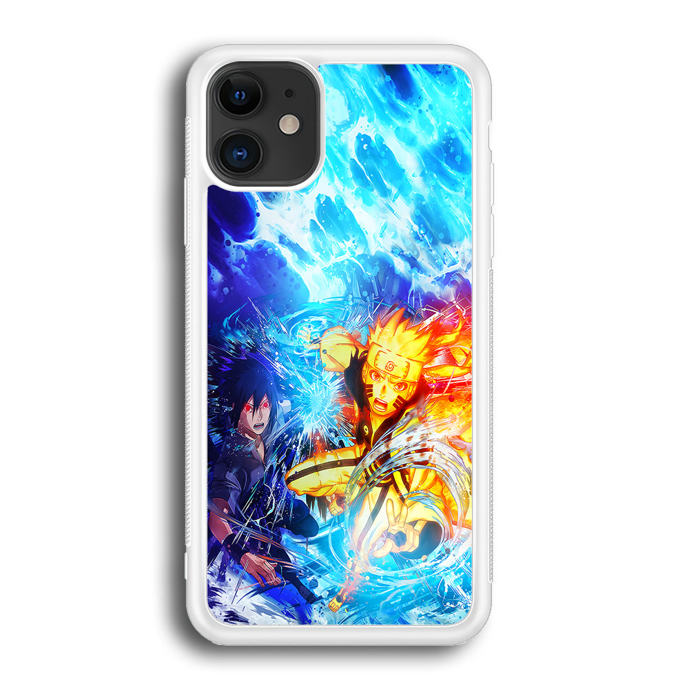Naruto Sasuke Together iPhone 12 Case-Phone Case-Rubber White (2D Case)-Altracase