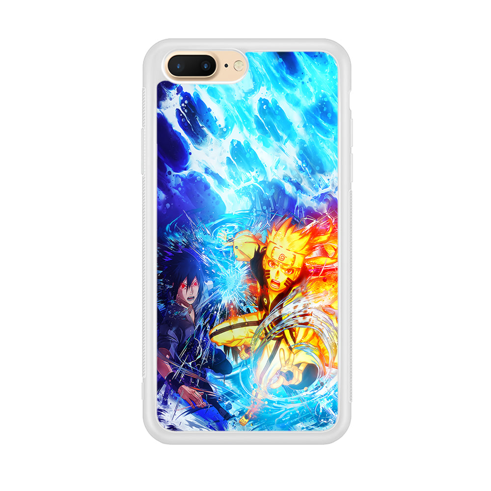 Naruto Sasuke Together iPhone 8 Plus Case-Phone Case-Rubber White (2D Case)-Altracase