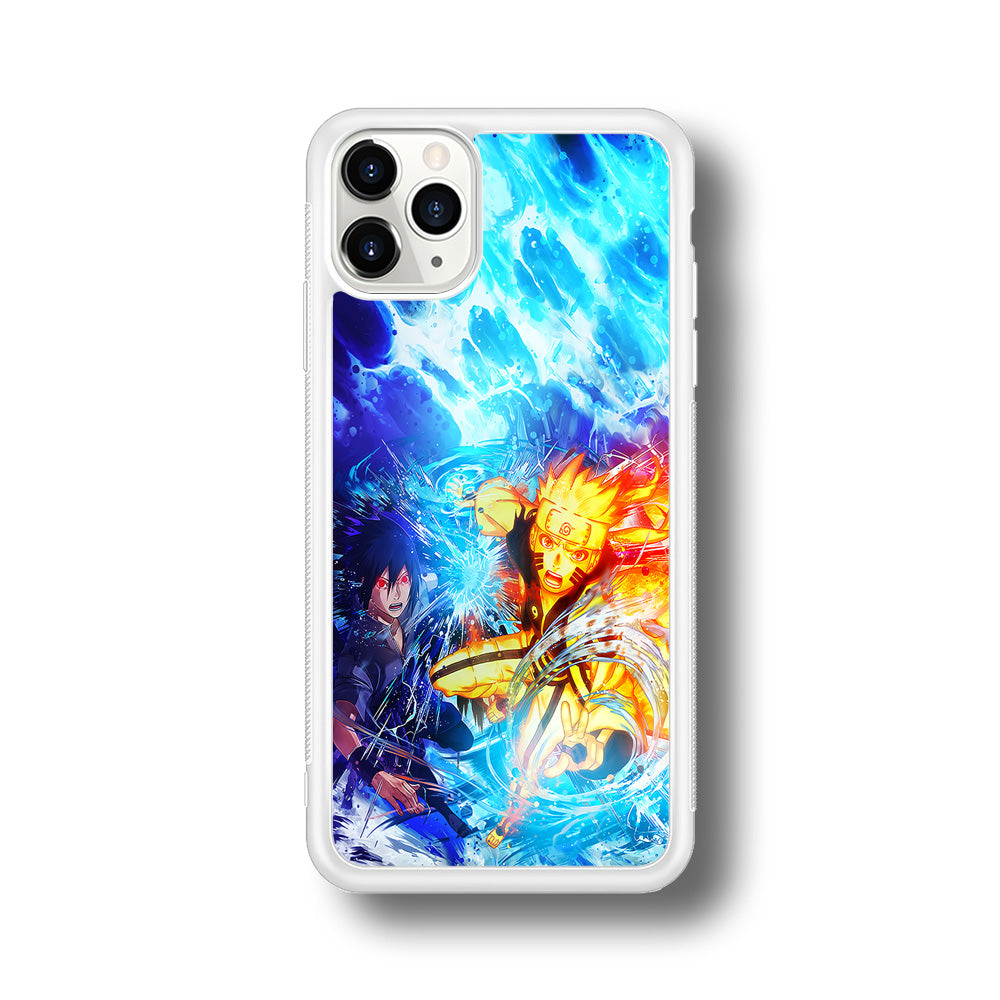 Naruto Sasuke Together iPhone 11 Pro Max Case-Phone Case-Rubber White (2D Case)-Altracase