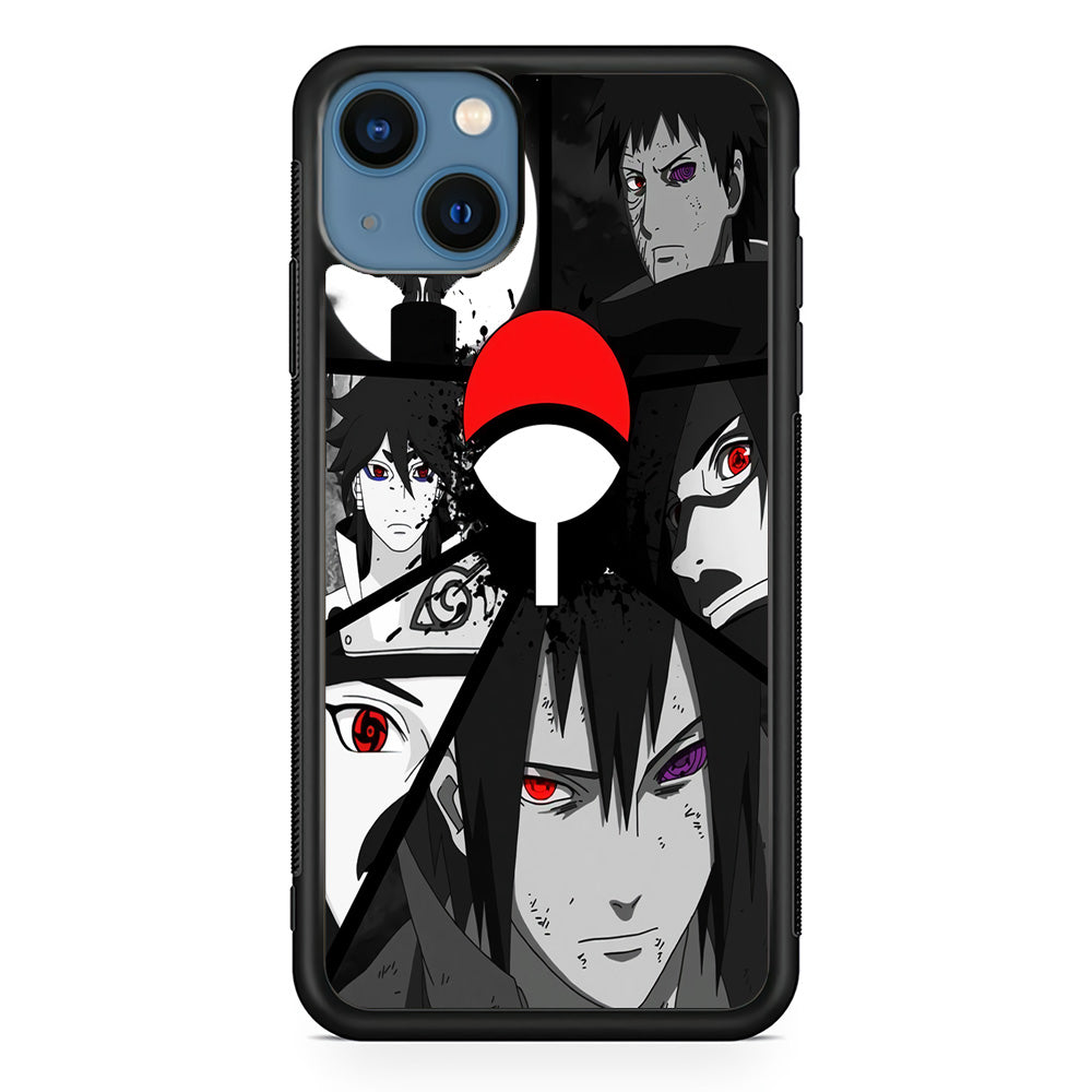 Naruto Uchiha Clan iPhone 13 Mini Case-Phone Case-Rubber Black (2D Case)-Altracase