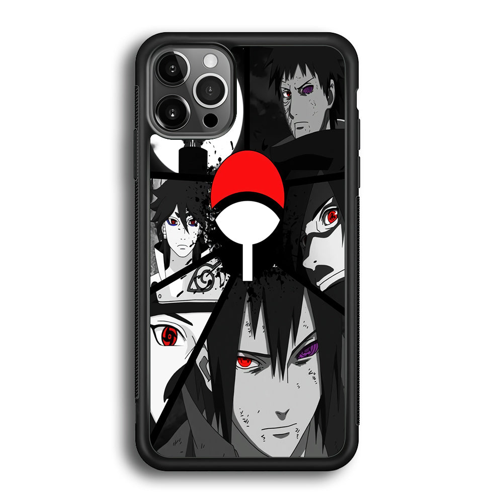 Naruto Uchiha Clan iPhone 12 Pro Max Case-Phone Case-Rubber Black (2D Case)-Altracase
