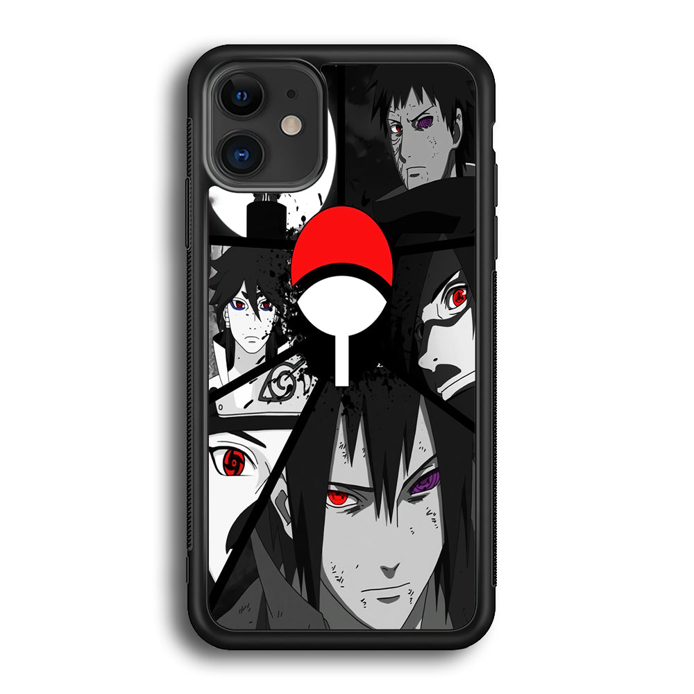 Naruto Uchiha Clan iPhone 12 Case-Phone Case-Rubber Black (2D Case)-Altracase