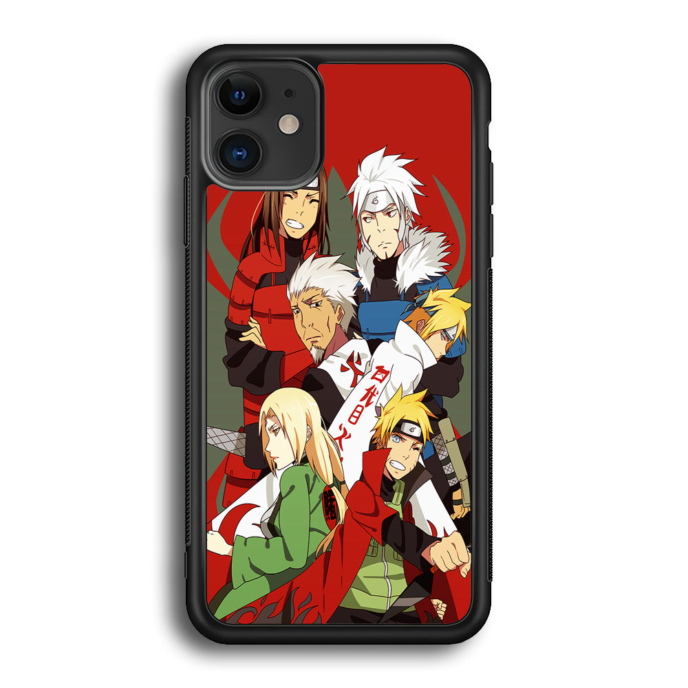 Naruto all hokages iPhone 12 Case-Phone Case-Rubber Black (2D Case)-Altracase
