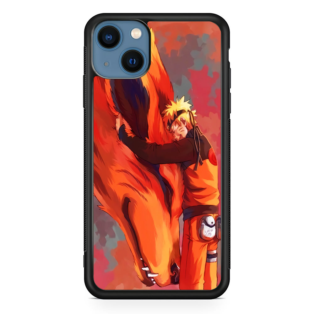 Naruto and Kurama iPhone 13 Mini Case-Phone Case-Rubber Black (2D Case)-Altracase