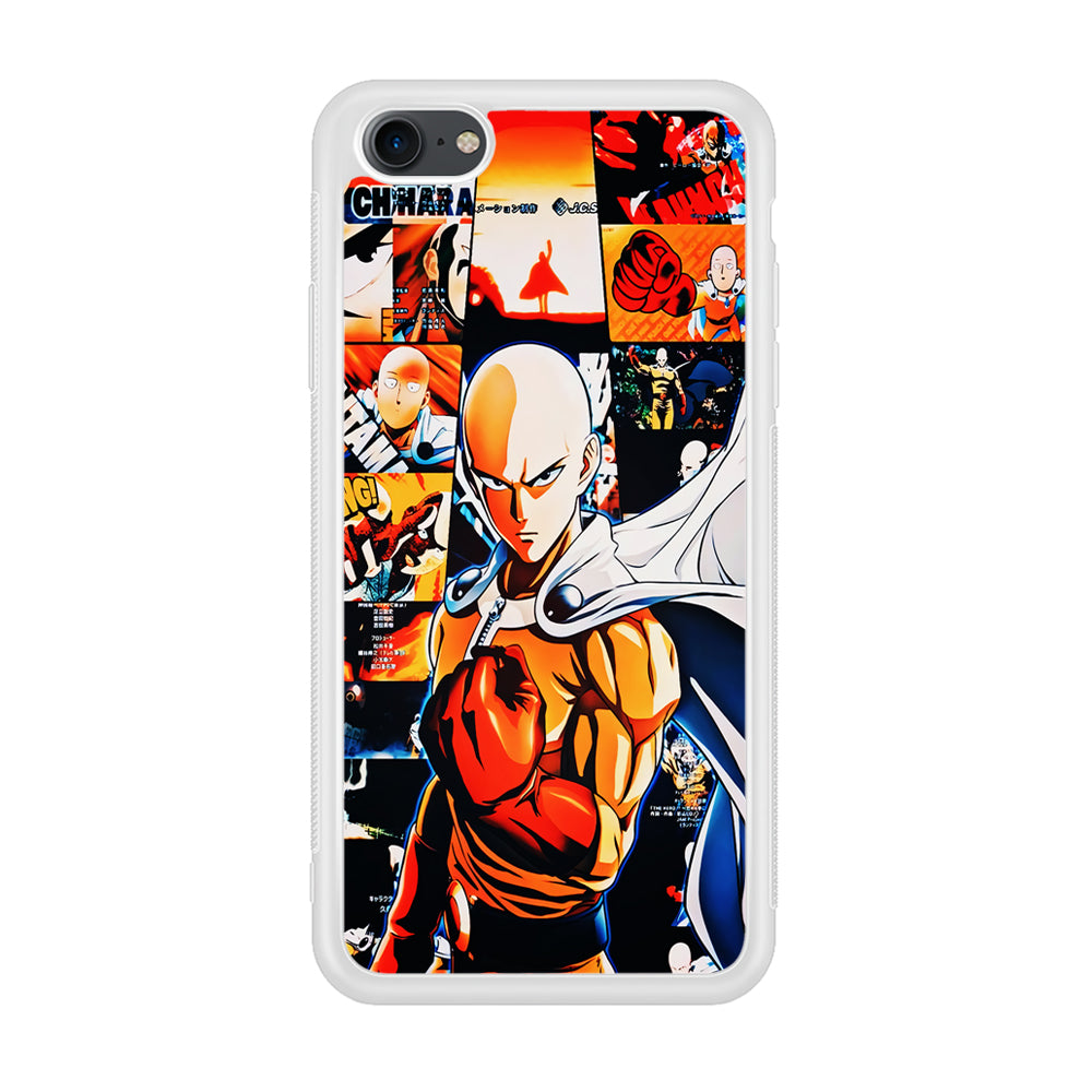 OPM Saitama Aesthetic iPhone 7 Case-Phone Case-Rubber White (2D Case)-Altracase
