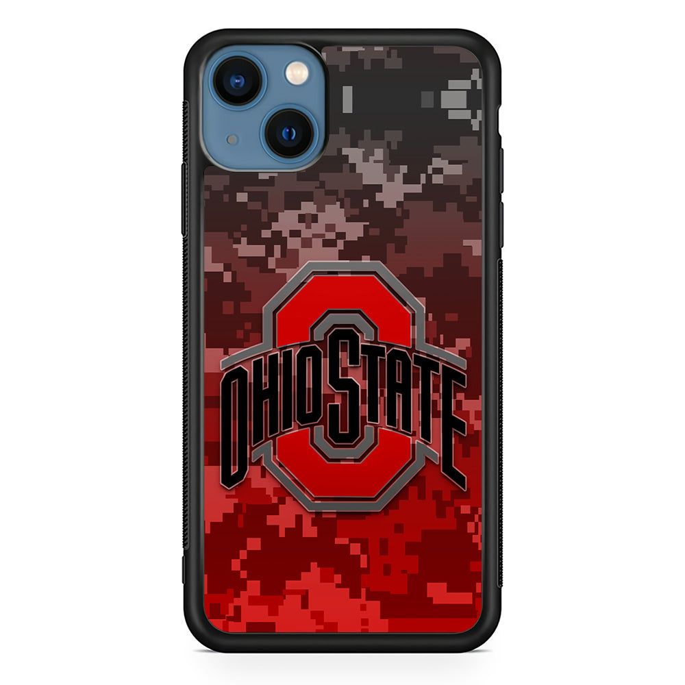 Ohio State Pixel Art iPhone 13 Mini Case-Phone Case-Rubber Black (2D Case)-Altracase