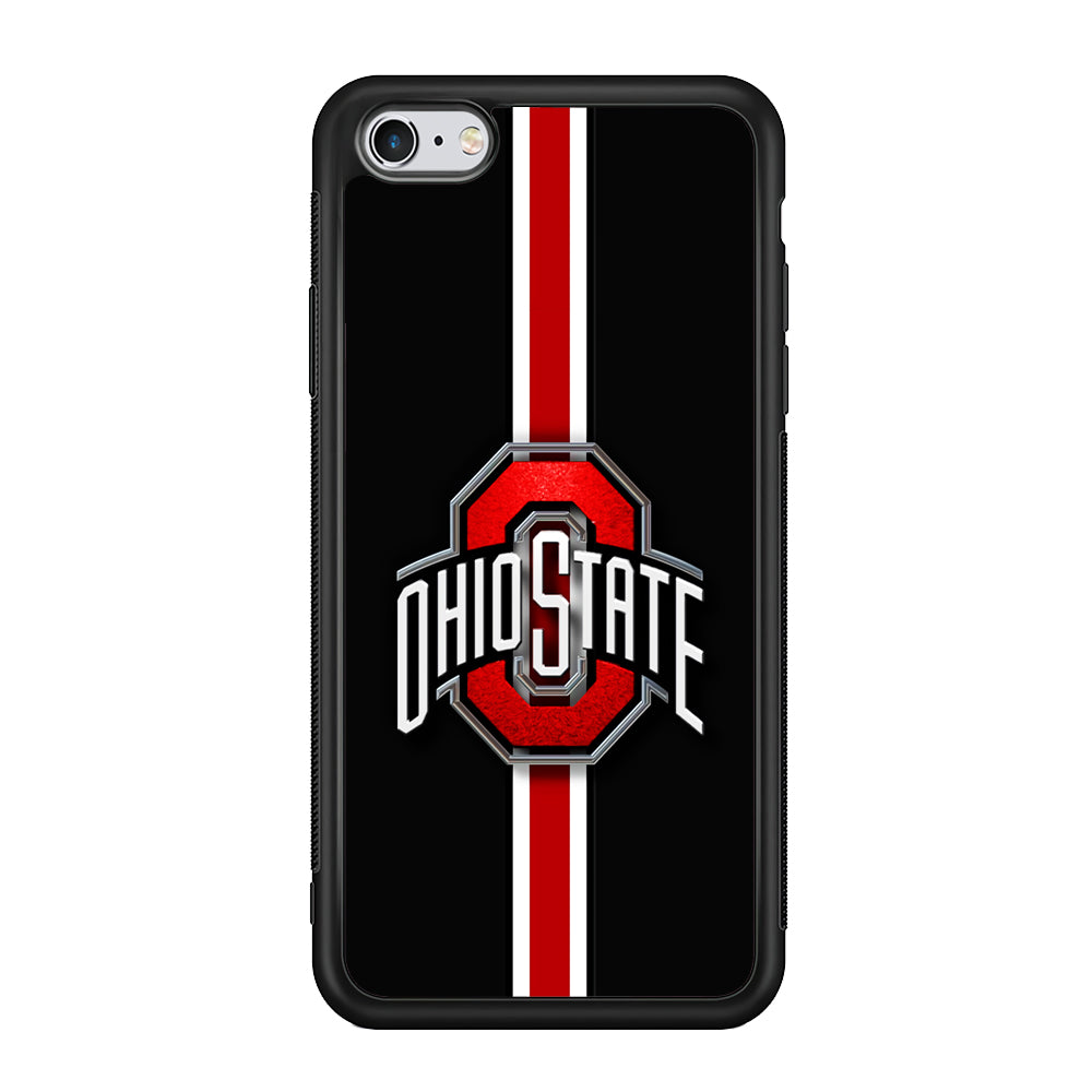 Ohio State White Red Line iPhone 6 | 6s Case-Phone Case-Rubber Black (2D Case)-Altracase