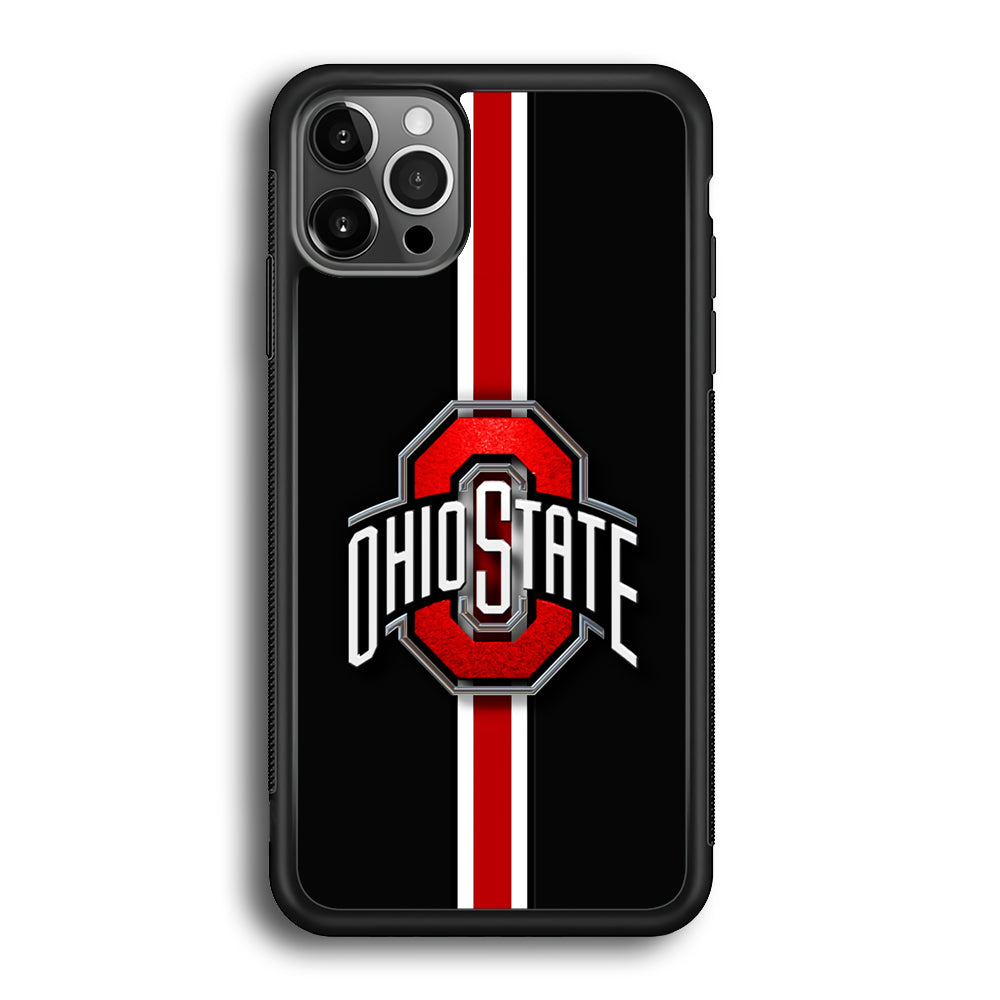 Ohio State White Red Line iPhone 12 Pro Max Case-Phone Case-Rubber Black (2D Case)-Altracase