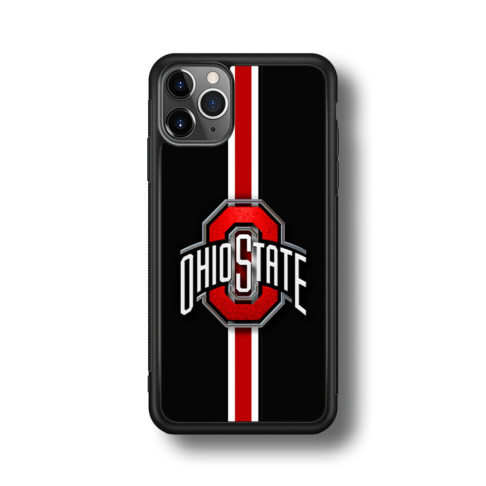 Ohio State White Red Line iPhone 11 Pro Max Case-Phone Case-Rubber Black (2D Case)-Altracase