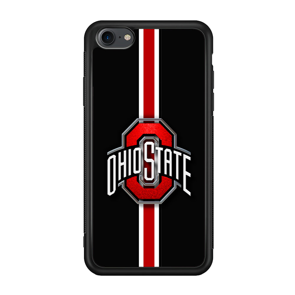 Ohio State White Red Line iPhone 8 Case-Phone Case-Rubber Black (2D Case)-Altracase