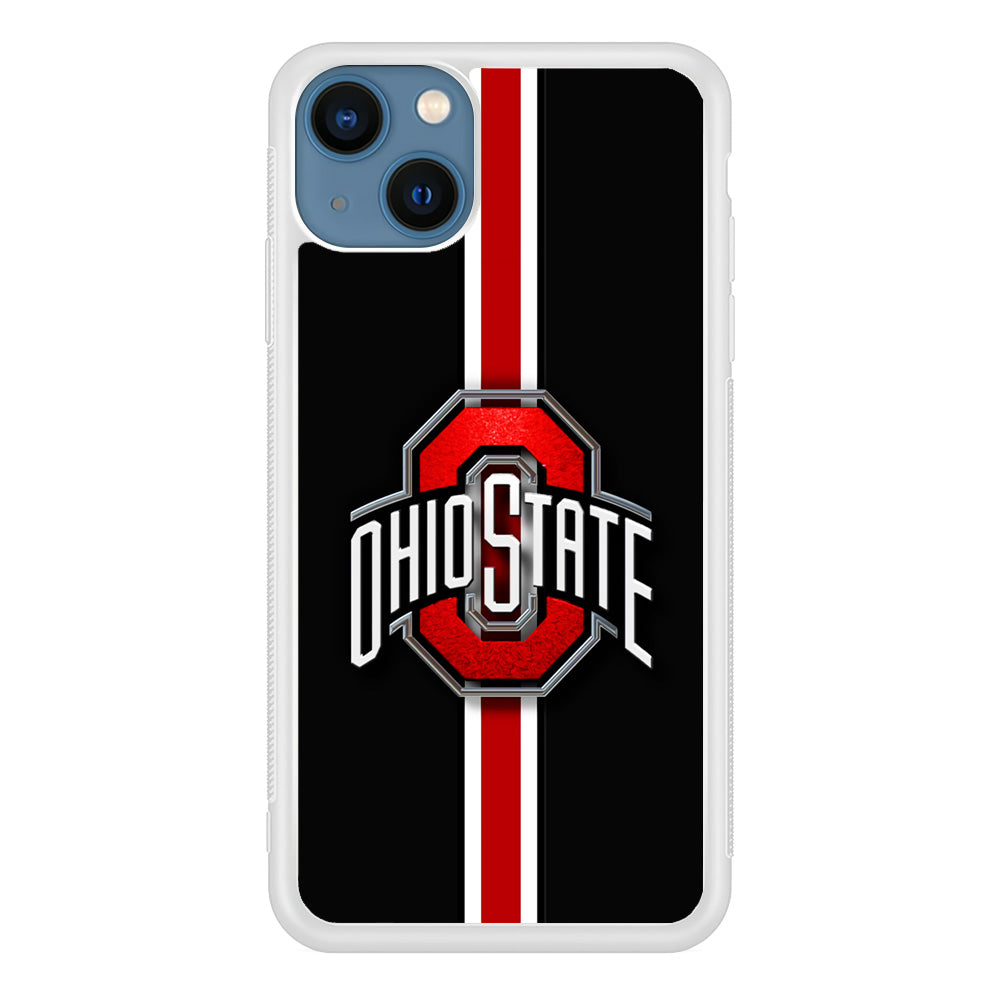 Ohio State White Red Line iPhone 13 Mini Case-Phone Case-Rubber White (2D Case)-Altracase