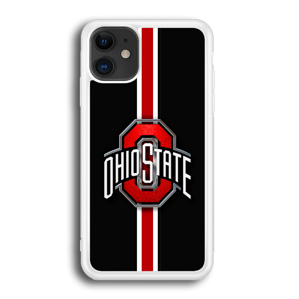 Ohio State White Red Line iPhone 12 Case-Phone Case-Rubber White (2D Case)-Altracase