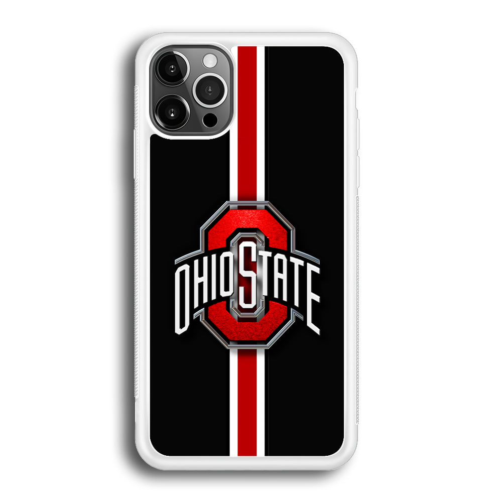 Ohio State White Red Line iPhone 12 Pro Max Case-Phone Case-Rubber White (2D Case)-Altracase