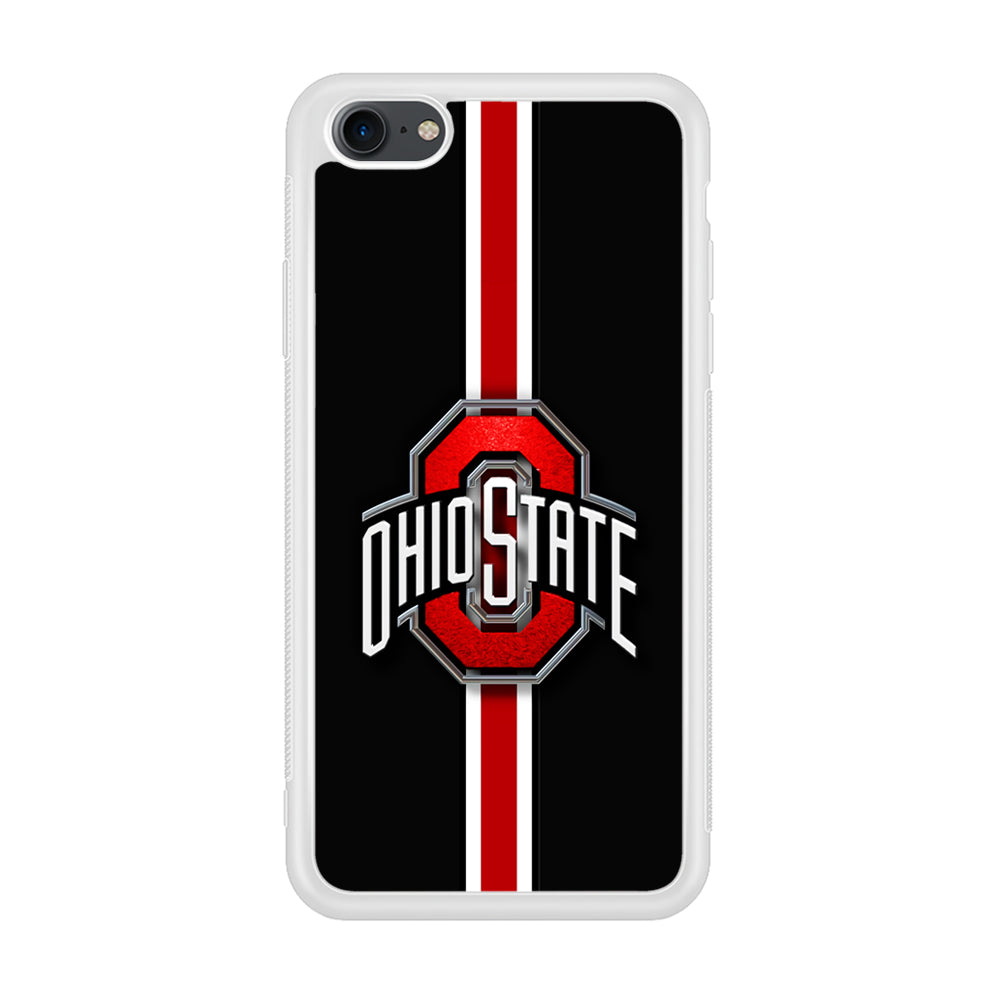 Ohio State White Red Line iPhone 8 Case-Phone Case-Rubber White (2D Case)-Altracase