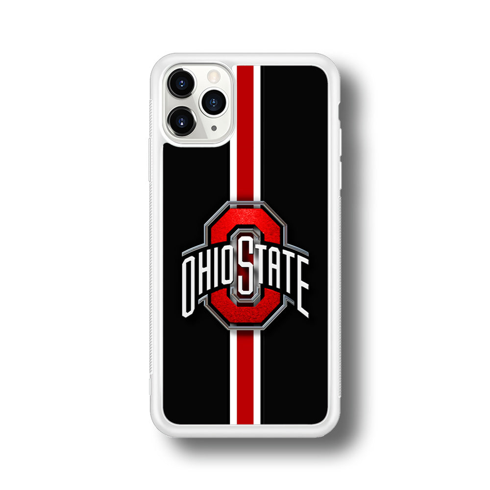 Ohio State White Red Line iPhone 11 Pro Case-Phone Case-Rubber White (2D Case)-Altracase