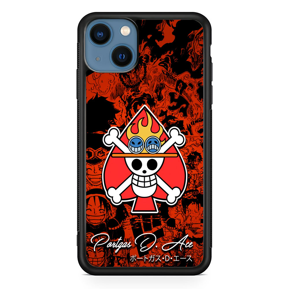 One Piece Ace Logo Comic iPhone 13 Mini Case-Phone Case-Rubber Black (2D Case)-Altracase
