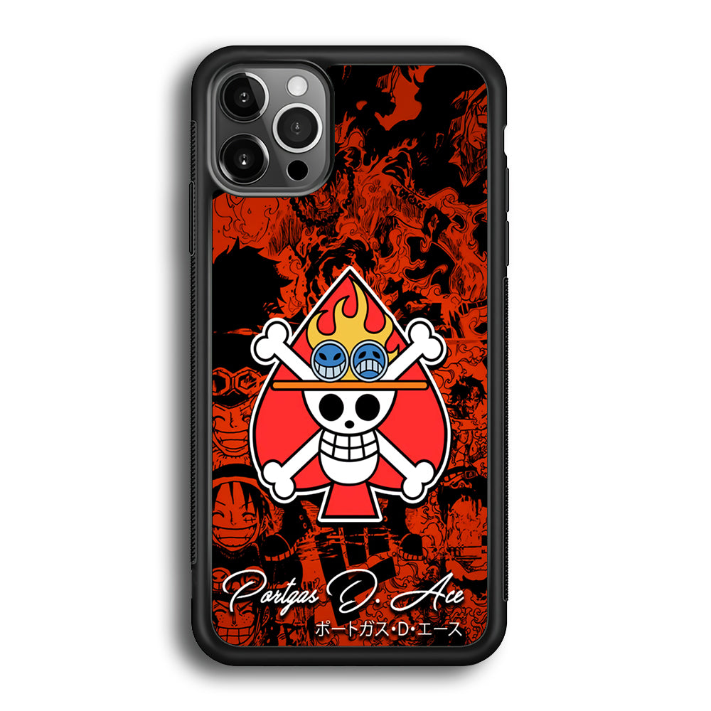 One Piece Ace Logo Comic iPhone 12 Pro Max Case-Phone Case-Rubber Black (2D Case)-Altracase