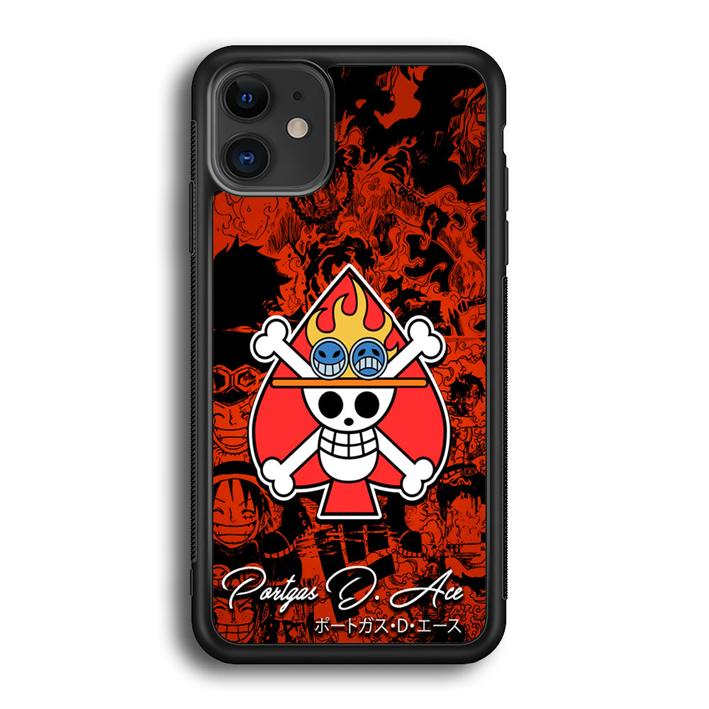 One Piece Ace Logo Comic iPhone 12 Case-Phone Case-Rubber Black (2D Case)-Altracase