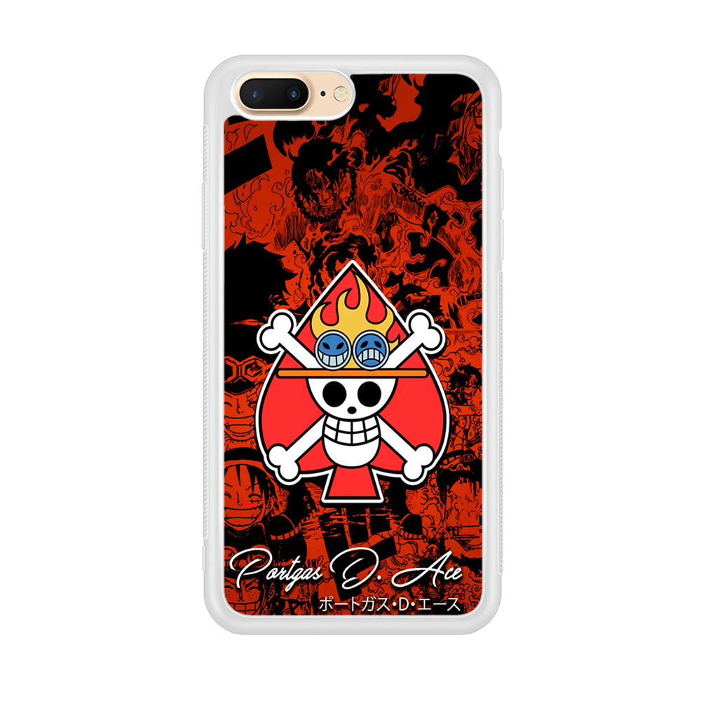 One Piece Ace Logo Comic iPhone 8 Plus Case-Phone Case-Rubber White (2D Case)-Altracase