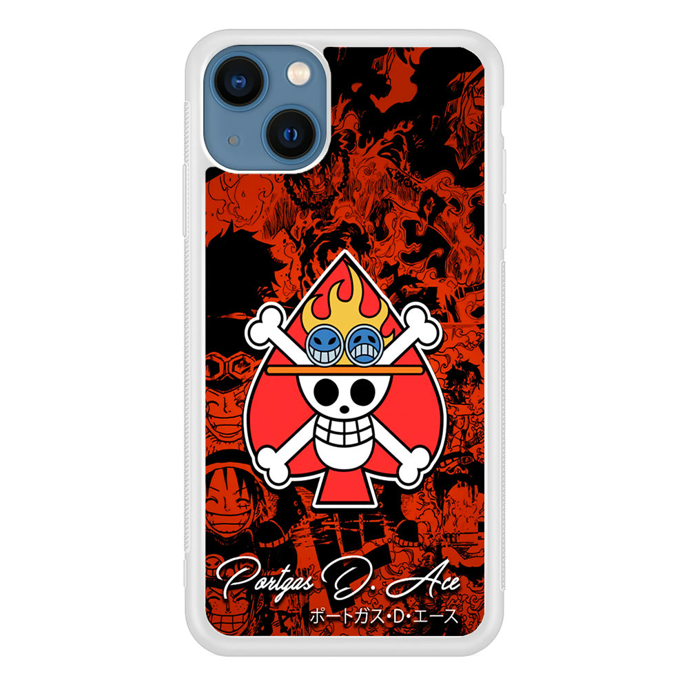 One Piece Ace Logo Comic iPhone 13 Mini Case-Phone Case-Rubber White (2D Case)-Altracase