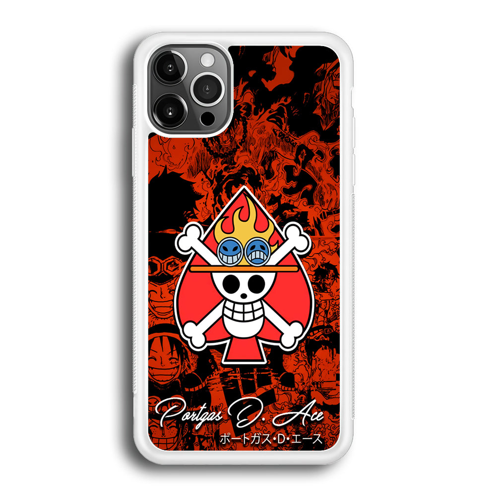 One Piece Ace Logo Comic iPhone 12 Pro Max Case-Phone Case-Rubber White (2D Case)-Altracase