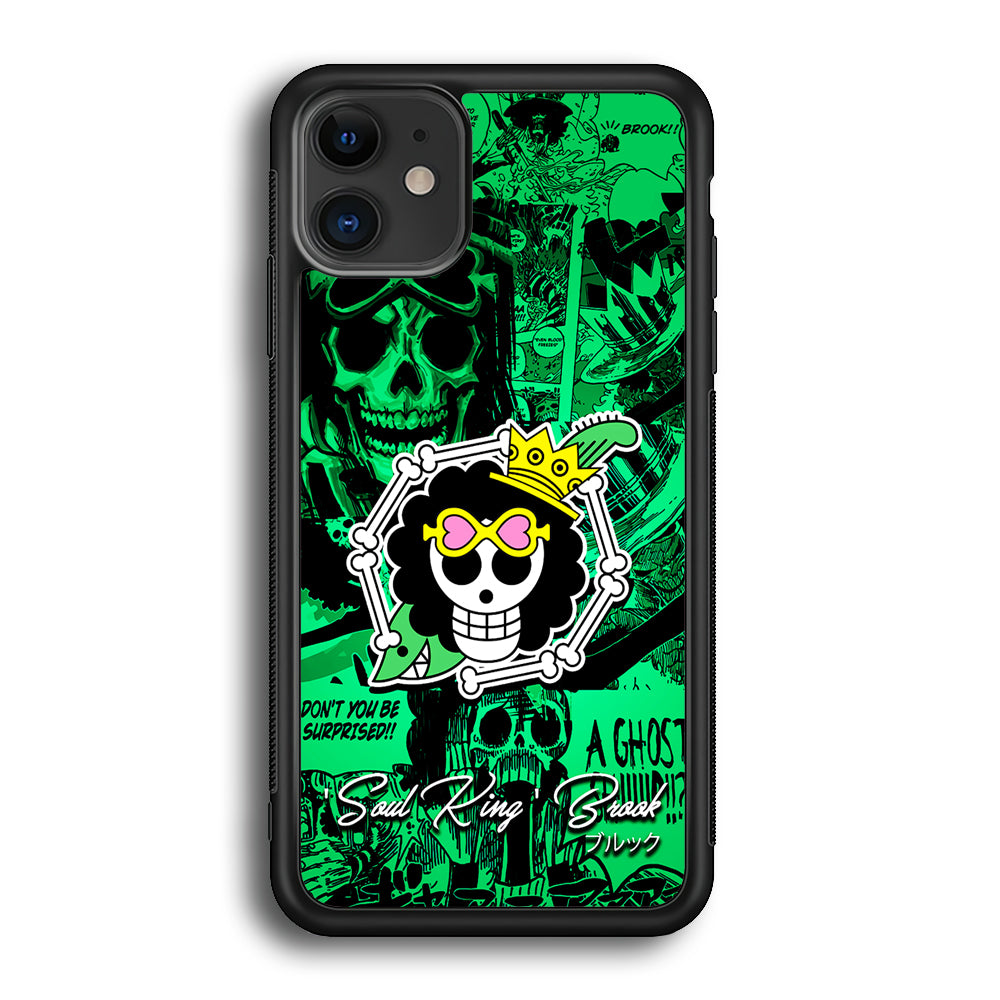 One Piece Brook Logo Comic iPhone 12 Case-Phone Case-Rubber Black (2D Case)-Altracase