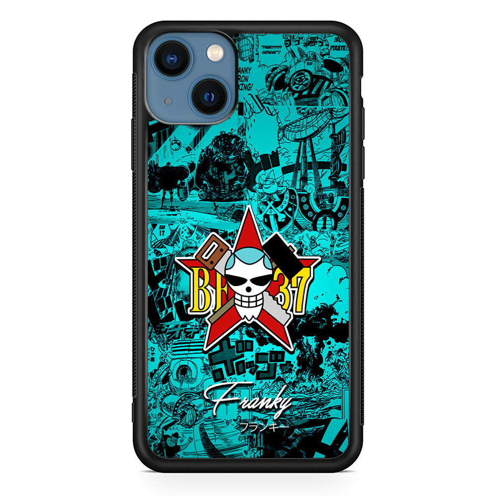 One Piece Franky Logo Comic iPhone 13 Mini Case-Phone Case-Rubber Black (2D Case)-Altracase