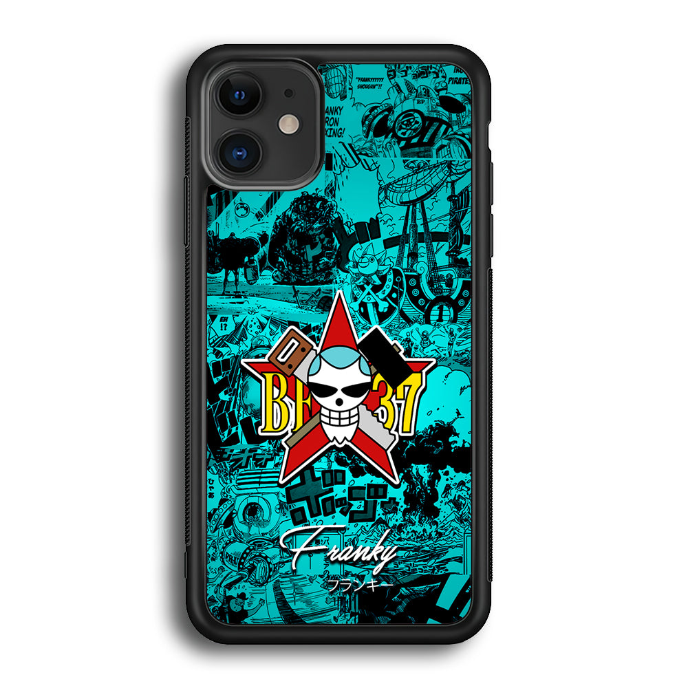 One Piece Franky Logo Comic iPhone 12 Case-Phone Case-Rubber Black (2D Case)-Altracase