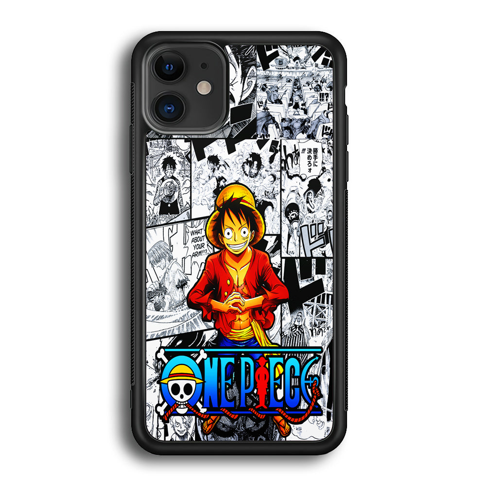 One Piece Luffy Comic iPhone 12 Case-Phone Case-Rubber Black (2D Case)-Altracase