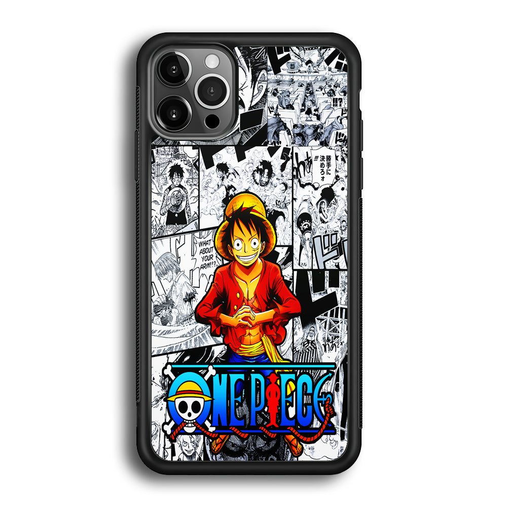 One Piece Luffy Comic iPhone 12 Pro Max Case-Phone Case-Rubber Black (2D Case)-Altracase