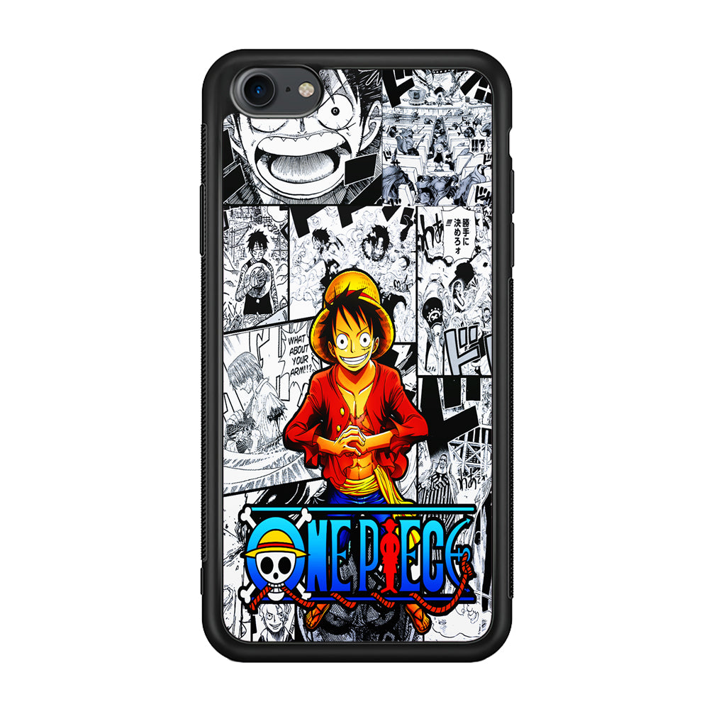 One Piece Luffy Comic iPhone 7 Case-Phone Case-Rubber Black (2D Case)-Altracase