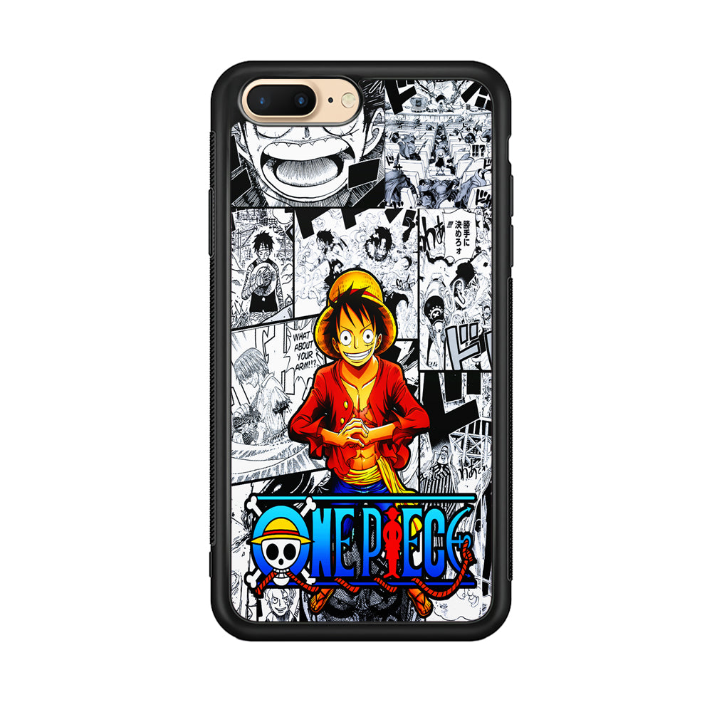 One Piece Luffy Comic iPhone 8 Plus Case-Phone Case-Rubber Black (2D Case)-Altracase