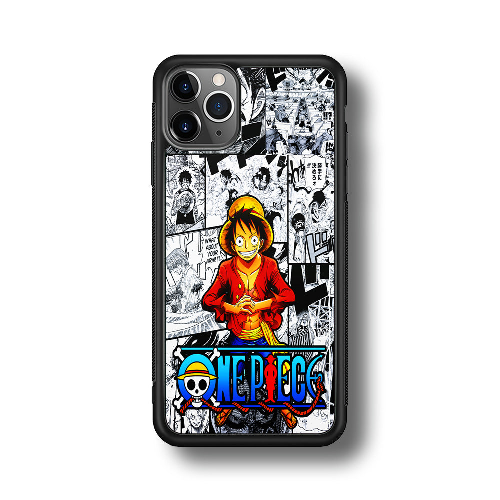 One Piece Luffy Comic iPhone 11 Pro Max Case-Phone Case-Rubber Black (2D Case)-Altracase