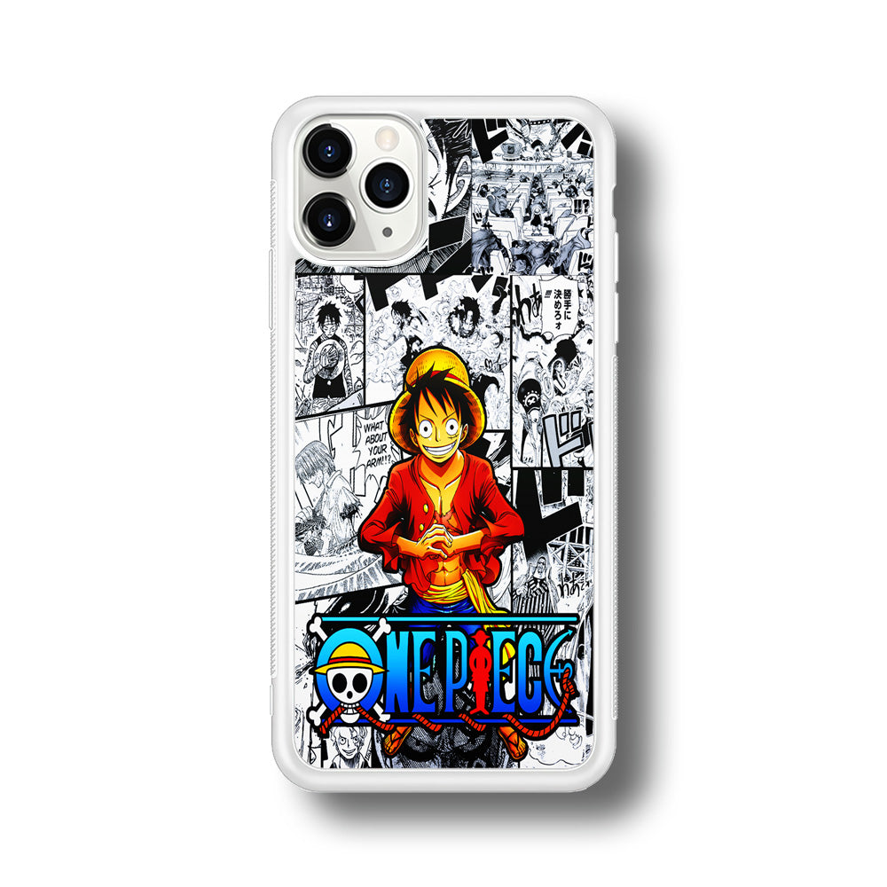 One Piece Luffy Comic iPhone 11 Pro Max Case-Phone Case-Rubber White (2D Case)-Altracase