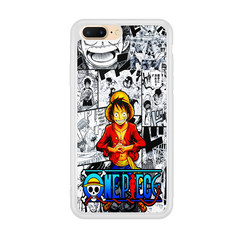 One Piece Luffy Comic iPhone 8 Plus Case-Phone Case-Rubber White (2D Case)-Altracase